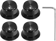 uxcell 4Pcs Aluminium Potentiometer Knobs 1/4" Volume Tone Control Top Hat Knobs with L-Type Hexagonal Wrench for Guitar Instruments Audio Mixer Amplifier Black