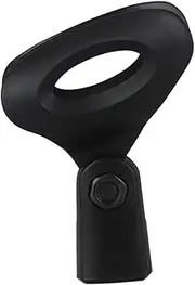 Kisangel Adjustable Hard Plastic Elliptical Microphone Clip Mic Holder for Handheld Rotatable Design for Optimal Angles Secure Grip Black