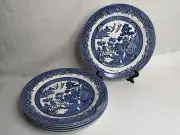 6x New Churchill BLUE WILLOW Dinner Plates - 10.5" / 26cm - New with Tags