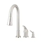 Pacific Bay Grandview Pull-Down Kitchen Sink Faucet with Soap Dispenser (Brus...