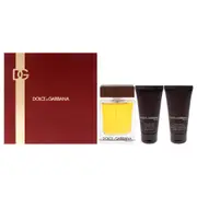 The One by Dolce and Gabbana for Men - 3 Pc Gift Set 3.3oz EDT Spray, 1.6oz After Shave Balm, 1.6oz Shower Gel