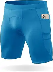 [LWISMIL] Men's Compression Shorts – Running Spandex Underwear with Pockets, Workout Gym Athletic Sports Tight Shorts for Men