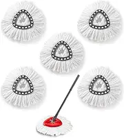 5 Pack Mop Replacement Heads, Spin Mop Replacement Head Mop Refill Compatible for vileda Triangle Swivel Mops, Microfiber Swivel Mop Refill, Deep Clean, Machine Washable and Easy to Replace