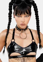 [Roma] Vinyl Underbust Cut-Out Bra Top