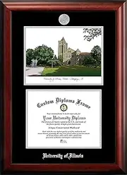 Campus Images NCAA Illinois Illini Unisex Silver Medallion Frame University of Illinois, Urbana-Champaign 11w x 8.5h Silver Embossed Diploma Frame Lithograph, Brown, One Size