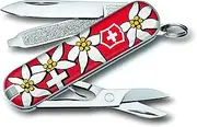[Victorinox] 0.6223.840 Classic SD Edelweiss Pattern Swiss Army Knife, Multi-Functional Knife, Outdoor, Camping, Scissors, Slotted Screwdriver, Includes Nail File, 5 Functions, Swiss Multi-Tool for