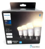 New Philips Hue Warm White A19 Bluetooth Smart LED Bulb - 4 Pack