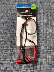 Mens Reading Glasses (Tech - Red/Black) Readers w/ Case - Pick Strength #5-6