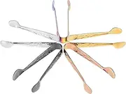 5pcs Mini Stainless Steel Tongs with Elegant Pattern Versatile for Ice Sugar Cubes Cookies and Snacks for Tea Coffee and Desserts Serving