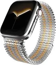 [UMCNVV] Stainless Steel Watch Band，For Apple Watch Band 38/40/41mm Women Men,Smartwatch Bands Adjustable Strap Magnetic Clasp Molecular Structure Mesh Wristband For iWatch Series SE/9/8/7/6/5/4/3/2/1