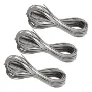 3pcs 3mm x 5 Yards Leather Cord for Necklace Bracelet, Silver Tone