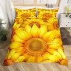 Comforter Cover Yellow Floral Bedding Set for Kids Girls Women Queen Size, Sun