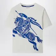 [Burberry] White cotton T-shirt with EKD 10 Y White
