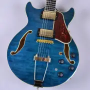 Ibanez AMH90 QM Trance Blue compact size full acoustic Electric Guitar