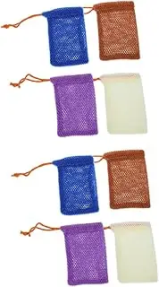 Healeved 8pcs Soap Storage Bag Organiser Tray for Bathroom Set Mesh Soap Net Bag Drawstring Quick Dry Pouch for Handmade/facial