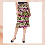 Kasper Women's Petite Tropical Printed Pull-On Midi Pencil Skirt Size PXL