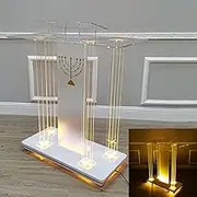 Acrylic Podium Pulpit, Plexiglass Church Pulpit, Church Lectern, Portable Floor Rolling Lectern Podium Stand Up Desk Teacher Speaker Lecture for Restaurants, Weddings, Office and Classrooms