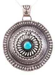 Navajo Native American Kingman Turquoise Pendant by Kevin Billah SKU232817