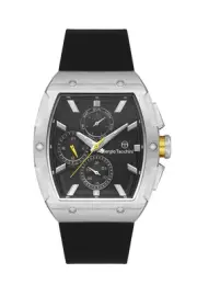 Sergio Tacchini Archivio Men Silver/Black Rubber Strap Watch