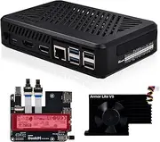 GeeekPi DeskPi Lite Pi5 Case with Power Button,PCIe to M.2 HAT,Active Cooler, and Dual Full-Size HDMI for Raspberry Pi 5, Supports M.2 NVMe M-Key 2230/2242/2260/2280 SSDs