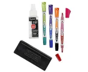 Quartet Eraser/ Liquid Cleaner & 4x 2in1 Markers Accessory Kit Set f/ Whiteboard