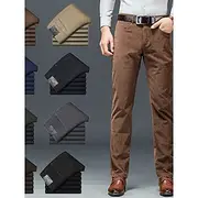 Men's Dress Pants Corduroy Pants Trousers Suit Pants Pocket Plain Comfort Breathable Outdoor Daily Going out Corduroy Fashion Casual Black Army Green