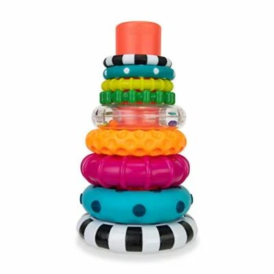 Different Sizes & Textures Chunky Colorful 9-pc Baby Stacking Rings Toy Set
