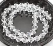 40 Pcs 8mm Faceted Bicone Beads Crystal Glass Beads~Clear Craft Jewelry Making