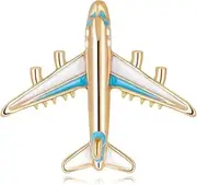[TOZLU] Alloy Airplane Brooch Pins Enamel Plane Brooches for Women Men Costumes Aircraft Brooch Blue Durability and Attraction