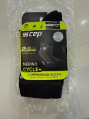 CEP Merino Cycle Compression Short Socks Women's Men Black Gray Size 3/III Small