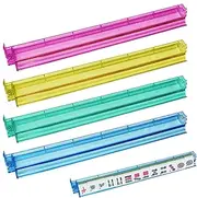 Mahjong Tile Holder - Mahjong Racks with Pushers | Tiles Trays Rack | Set of 4 Tiles Trays Storage Organizer | Clear Multicolor Pushers Racks for Mexican Train, Dominoes and More