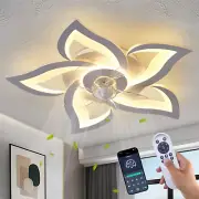 Flush Mount Ceiling Fan with Lights, 24" White ,Remote Control, 6 Speeds 3 Light