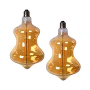 Pair of Edison LED Light Globes Curved 4 Watt Filament Bulbs 25cm, Set of 2
