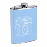 Camera Sketch Em1 Flask 8oz Stainless Steel Hip Drinking Whiskey