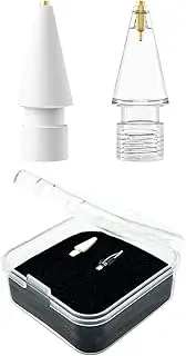 2 Pack Replacement Tips Compatible With Apple Pencil 2nd Gen And 1st Gen, Upgraded High Sensitivity Apple Pencil Nibs, Apple Pencil Accessories, Wear-Resistant (0.6mm, Clear + White)