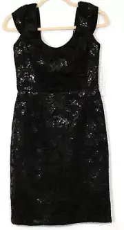 NWT Aidan Mattox Women's Size 2 Stylish Sequined Sheath Black Cocktail Dress MS