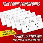 Fake Power Point Sticker White Prank Australian with USB - 5 Pack - FREE POST