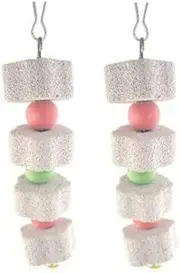 Parrot Beak Trim Calcium Stone Cage Toy,2Pcs Bird Beak Grinding Stone with Bell,Parrot Beak Grinding Calcium Stone with Bell,Pet Bird Chew Toy Lava Stone Parrot Chewing Toy Beak Trimmer Calcium Stone