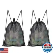 HAOGUAGUA 2-PACK Mesh Drawstring Bag, Mesh String Bag for Gym Laundry Seashel
