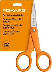 Fiskars Premier No. 5 Micro-Tip Orange-Handled Fabric Scissors - Double Loop Han