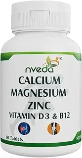 Nve.da Calcium Supplement 1,000 mg with Vitamin D,Magnesium,Zinc & Vitamin B 12 For Unisex/For Immunity,Bone & Joint Support - 60 Tablets, 100 grams