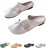 [ERGRFHNL] Cut Out Design Flat Mules, Women's Round Toe Mules, Flat Mules with Bow, Soft, Wear-Resistant and Non-Slip