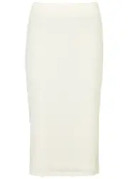 Vince Smocked Stretch-cotton Midi Skirt - Cream - S (UK8-10 / S) S (UK8-10 / S)