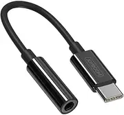 Joyroom SH-C1 USB Type C to 3.5mm Headphone Jack Adapter, USB C Male to Female Aux Audio Cable for Earphones and Headset, Black