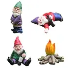Mini Dwarf Gnome Statue Garden Ornament Resin Fairy Micro Landscape Elf (E)