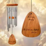 NEW In Loving Memory "The Lord is" 24" Aluminum & Redwood Windchime Psalm 23:1