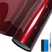 LZLRUN Premium Glossy Liquid Metal Red Vinyl Wrap Sticker for Car DIY Self Adhesive Decal Super Gloss Blood Red Wrap Film (30cm x 150cm)