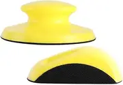 HOMSFOU 2pcs 5 Hand Sanding Block Buffing Pad Ergonomic Polishing Discs for Furniture Lightweight Design Comfortable Grip for Flat and Curved Surface Finishing