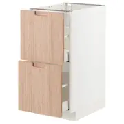 METOD / MAXIMERA base cb 2 fronts/2 high drawers, white/Fröjered light bamboo, 40x60x80 cm