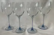 NIB-Luminarc AZUR Wine Glass Set (4) 12 oz. Blue Stemware Glasses Cristal France